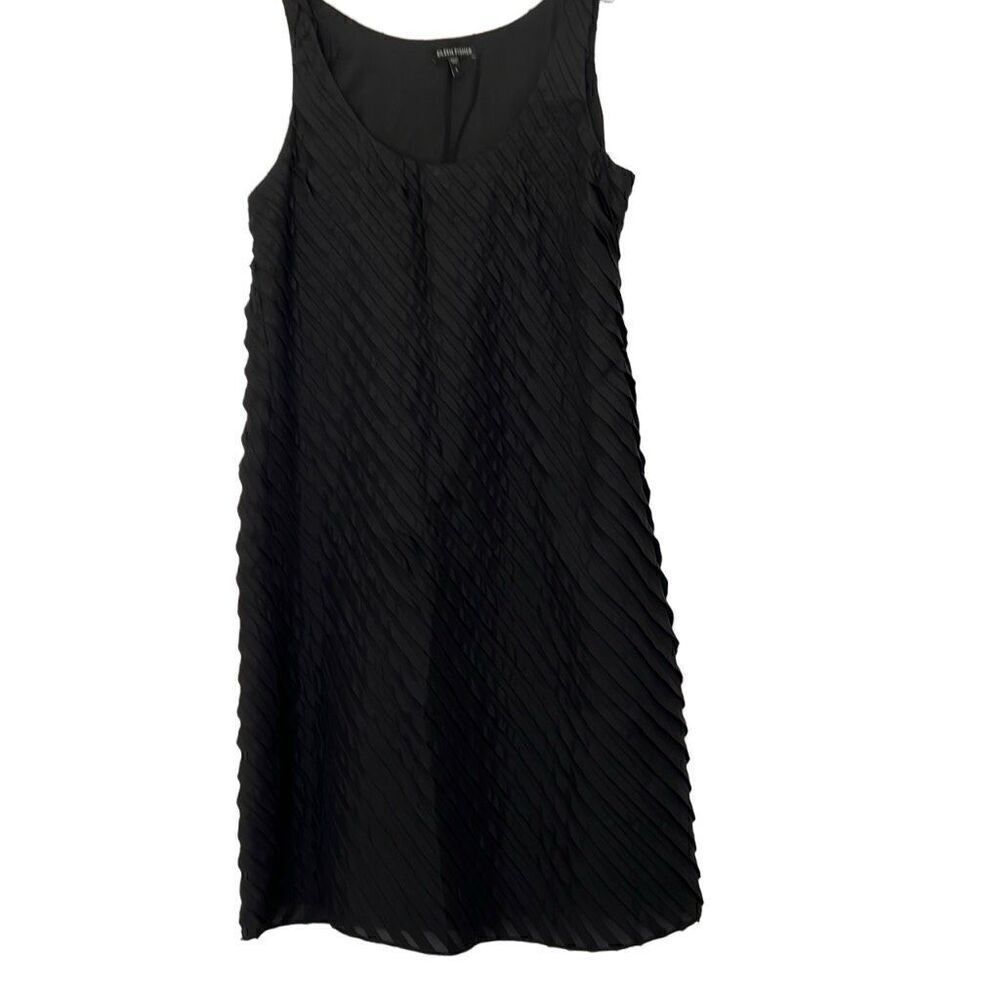 Eileen Fisher Black Ruffle Silk Tank Dress Sz.6